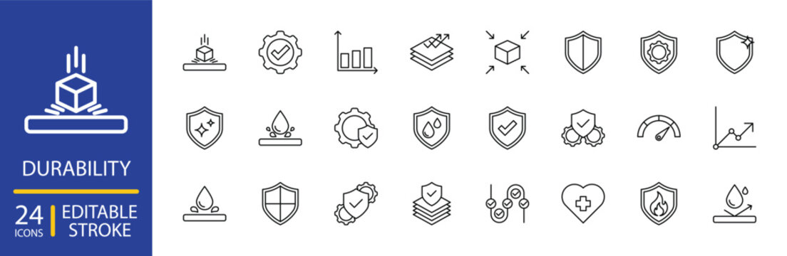 Durability icon set Editable stroke