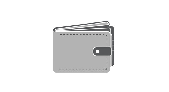 Open gray wallet icon on white background, vector illustration