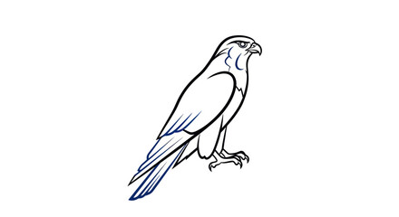 Naklejka premium Minimalist Falcon Line Drawing - Elegant Bird Silhouette