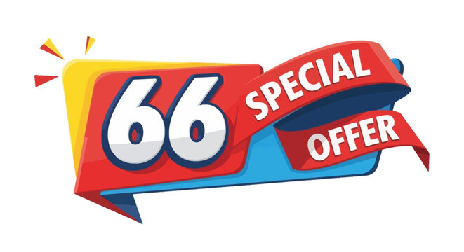 Special Offer 66 Percent Discount Tag, Isolated on White Background