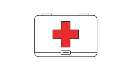 Fototapeta premium Essential portable medical supply box icon, featuring a prominent health care cross symbol, ready for urgent situations, safety, and well-being