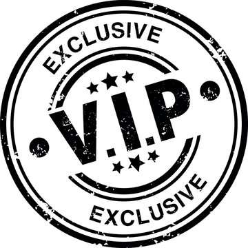 Exclusive stamp showcases a circular design with bold black lettering and distressed vintage textures, highlighting superior quality and limited access for distinguished members in private events.