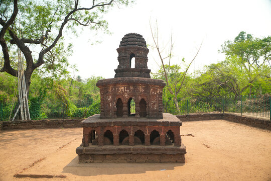 This small chariot is made of laterite stone. It is located in Bishnupur.