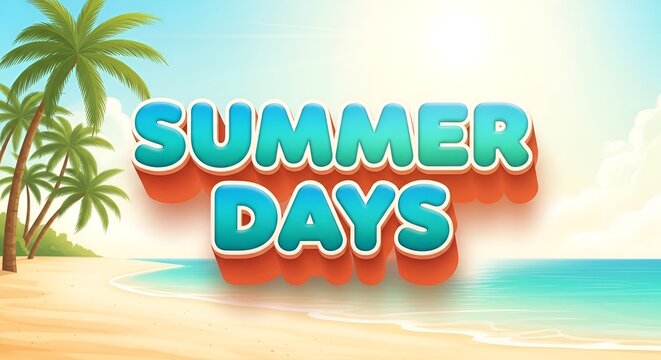 Bright Tropical Summer Days Vacation 3D Banner