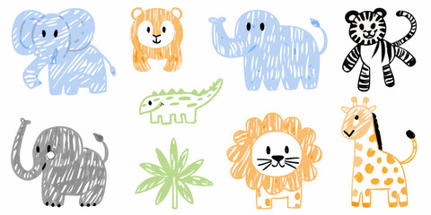 children s safari animal illustrations hand drawn style © Arif