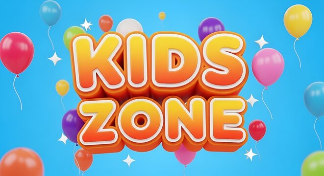 Bright And Playful Kids Zone 3D Text Banner