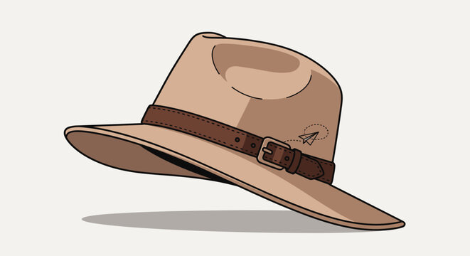 Adventure Hat with Paper Airplane Icon - Travel and Exploration Concept