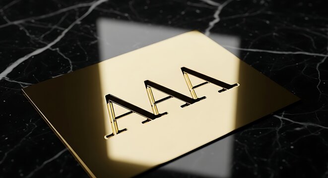 Premium Golden Aaa logo on Black Marble Plaque
