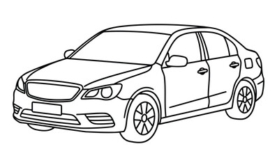 Obraz premium Sedan car silhouette in a clean minimalist style for children to enjoy a creative coloring page