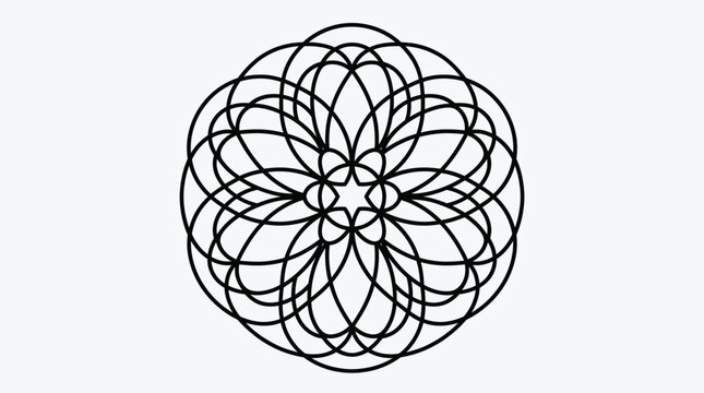 Abstract Circular Geometric Interlocking Pattern Vector on Light Background