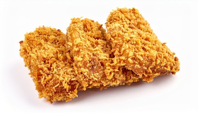 Ayam goreng kremes with crispy crumbs, isolated on white background