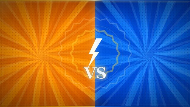 Orange Versus Blue Lightning Battle Split Screen Background.