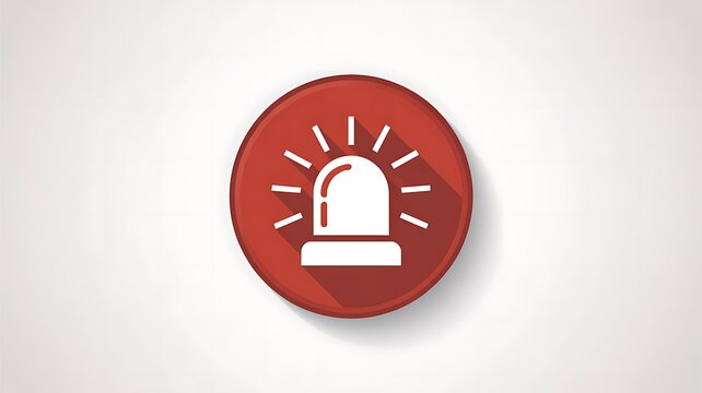 Emergency siren icon, alarm symbol, red warning light, alert sign