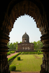 Fototapeta premium The Jor Mandir is one of the prominent laterite temples of Bishnupur. Stories from the Puranas can be seen depicted in the terracotta ornamentation on the front of the temple.