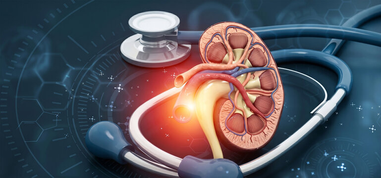 Human kidney anatomy medical, renal health care diagnostics, stethoscope medical equipment, nephrology science research, internal organ structure, healthcare professional checkup, kidney disease preve