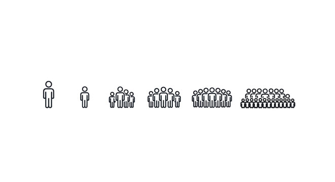 People icons from single to large groups