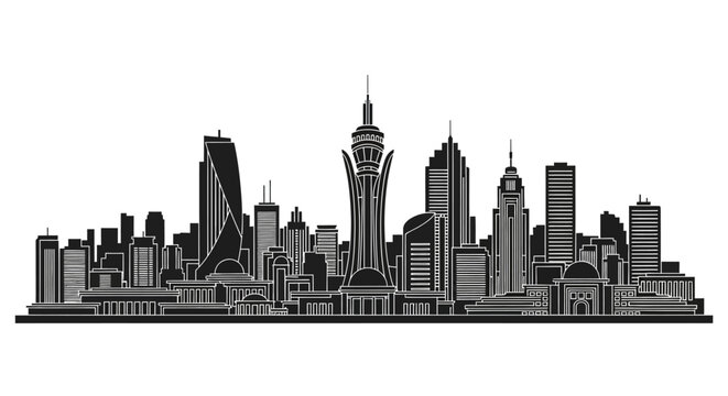 Johannesburg city skyline silhouette, urban architecture icon