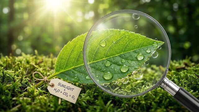 Living green leaf illustrating essential photosynthesis, converting radiant energy, water, carbon dioxide into breathable oxygen, generating organic substance fueling growth.
