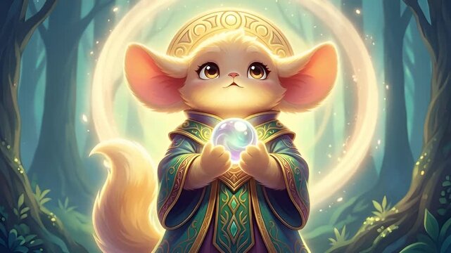 cute fantasy fox mage glowing crystal cute fantasy fox mage glowing crystal cute fantasy fox mage glowing crystal magical forest character illustration for children fantasy art