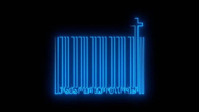 Christian cross with barcode. Community worship unity. Jesus paid it all phrase.