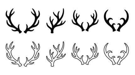 Set of deer antlers, vector illustration © PixelAura_Studio