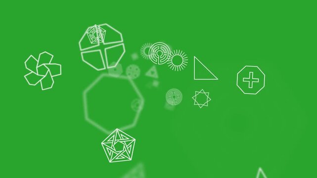 Sacred geometry mandalas complex patterns animated on a green screen chroma key background.  top epic hd futuristic raw 8k effects professional vfx digital art rendering concept 4k alpha cool