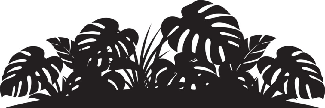 Tropical leafy jungle foliage border