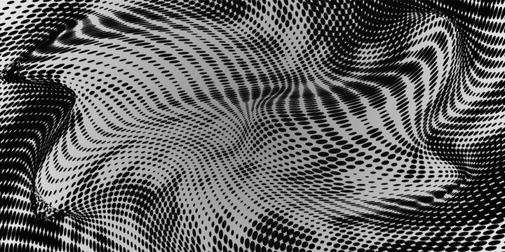 Set of halftone monochrome circles. Vector illustration.