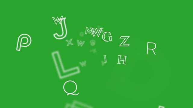 Outlined uppercase english alphabet typography letters animated on a green screen chroma key background.  digital 8k useful animation isolated superb studio elements best graphics editing awesome for