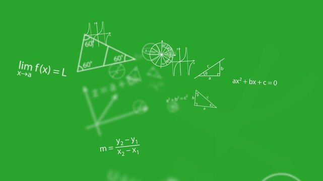 Geometry math diagrams angle measurement charts animated on a green screen chroma key background.  compositing media pattern smooth clip superb motion clean high modern super awesome rendering