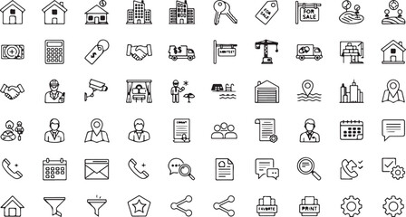 Fototapeta premium Collection of simple black and white icons set Vector