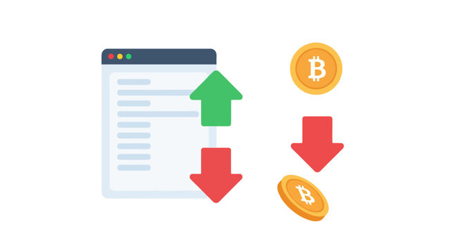 Cryptocurrency Exchange and Bitcoin Price Fluctuation Illustration.
