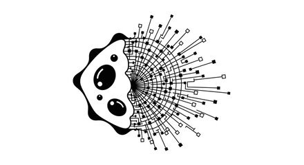Black and white panda face design. © Shop