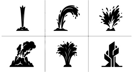 Explosion and Eruption Icons, Dynamic Force and Impact Vector Graphics, Natural Disaster and Power Symbols © Faisal