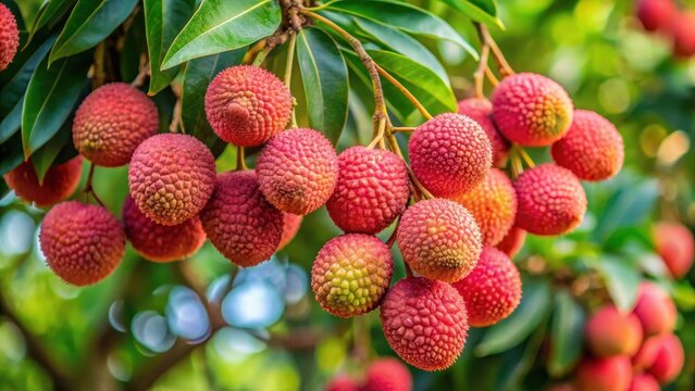 Lychee fruit on the tree for picking