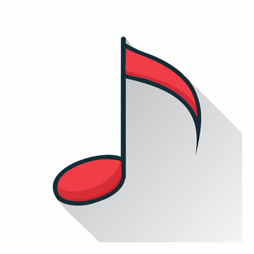 Red Eighth Note with Shadow