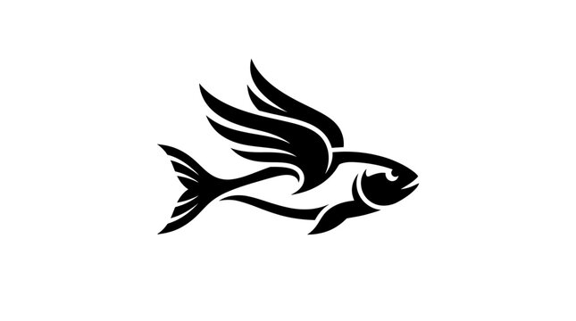 Black silhouette of a flying fish.