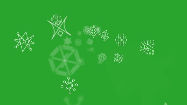 Science atomic models geometric molecular structures animated on a green screen chroma key background.  raw effects great overlay modern isolated creative pattern high art abstract pro assets