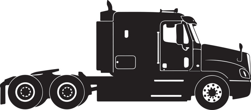 Silhouette of a semi truck tractor unit with sleeper cabin Generative Ai