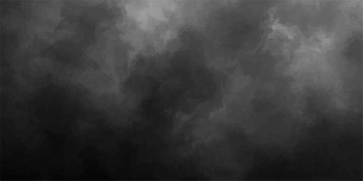Abstract dark smoke and white mist texture creates a dramatic black cloudscape backdrop resembling a stormy night explosion