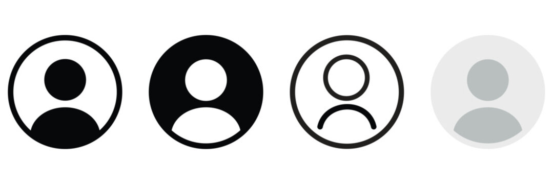 User Profile icon. Minimal profile avatar vector illustration. Circle account symbol for apps and social interfaces sign. Default person pictogram for contact or login concept. Set Collection