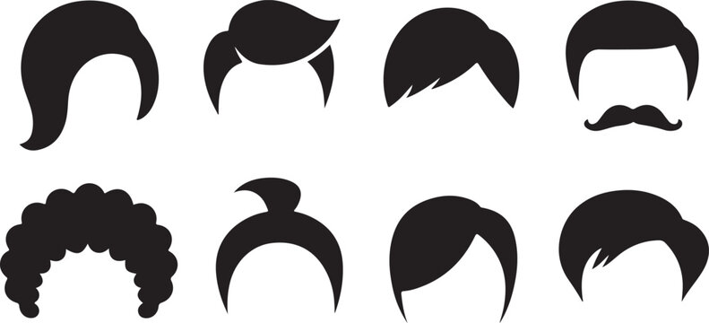 Diverse Collection of Generic Human Hair Styles and Wigs for Avatars or Character Design