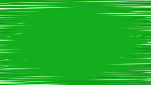 Horizontal full frame white speed lines animated on a green screen chroma key background zoom manga anime dash effect speed comic flash motion action fly a a background a a background run cut motion