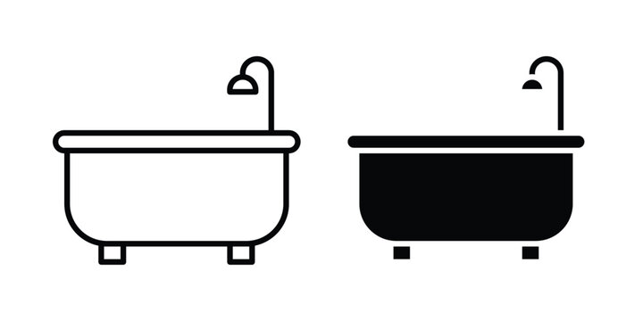 Bath tub icon collection, linear icons set with solid style