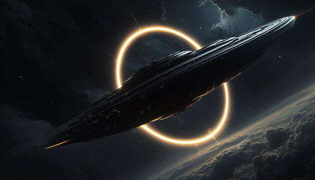 Massive UFO Near Glowing Halo Ring