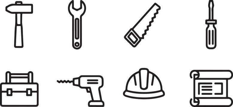Line icons set of household appliances and tools Vector