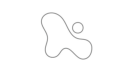Fototapeta premium Abstract fluid amoeba shape with a connected circle, modern minimalist