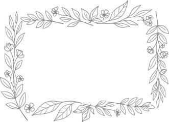 Fototapeta premium Gray floral vine border with small flowers