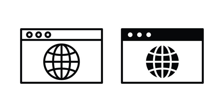 Browser window icon collection, linear icons set with solid style
