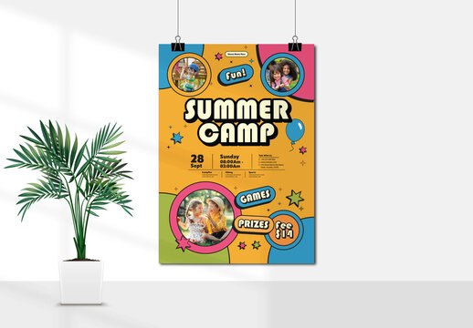 Summer Camp Flyer Template For Kids Fun Event Poster Design